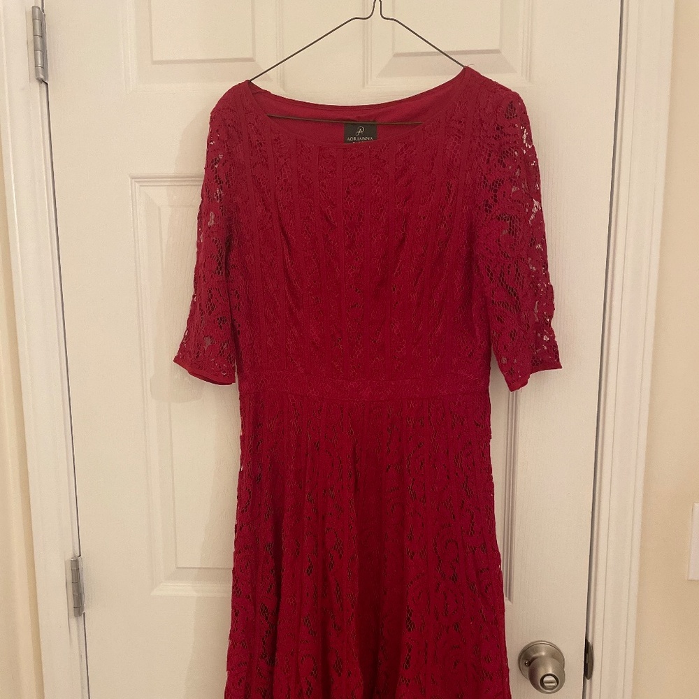 Adriana Papell Red Lace Dress